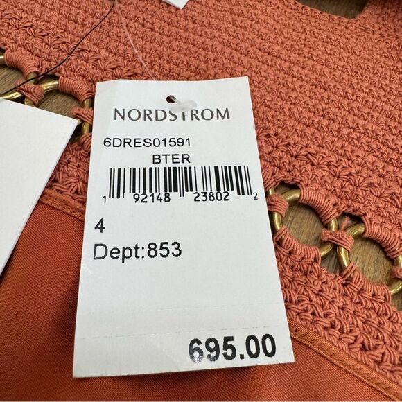 A.L.C. Talia Crochet Satin Midi Dress Size 4 Terracotta Sleeveless‎ $695 - Picture 8 of 13